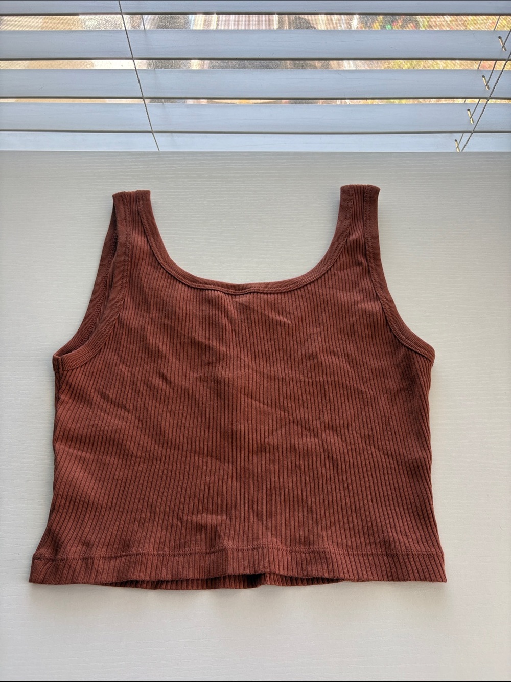 Uniqlo Ribbed Henley Tank Top — Rust - Picture 2 of 3